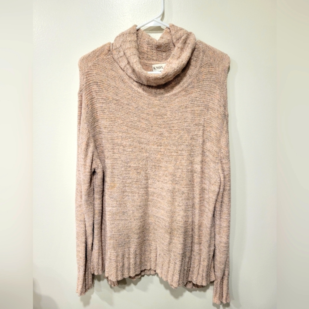 Knox Rose Marled Knit Turtleneck Sweater, Size M, Rose